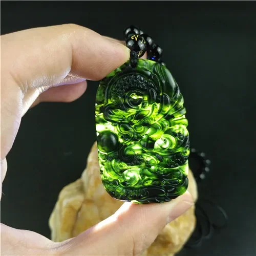 Chinese Natural Jade Dragon Pendant Beads Necklace Charm Jewelry Obsidian Carved Amulet Gifts For Men pendant necklace jasper pendant