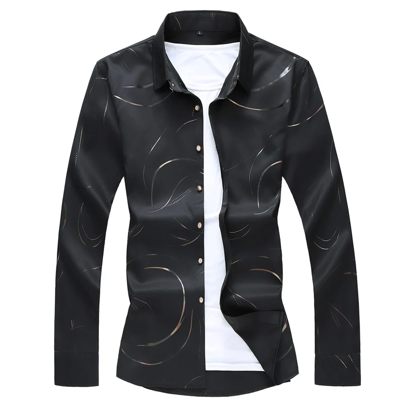 Autumn New Men's Printed Shirt Fashion Casual White Long Sleeve Shirt Male Brand Clothes Plus Size 5XL 6XL 7XL cotton shirt long sleeve shirt men casual shirt