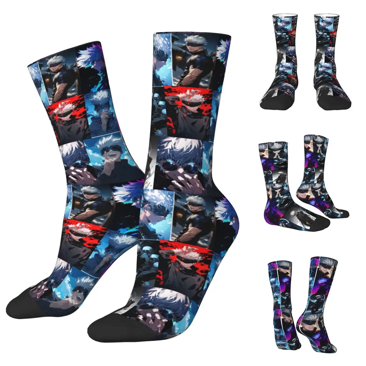 Japanese Manga Gojo Satoru 3D printing cosy Unisex Socks,Hip Hop Gojo Interesting Four Seasons Socks