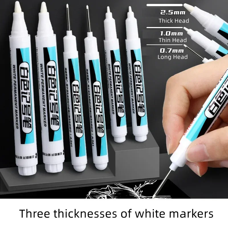 Permanent Marker Pen Permanent Marker White Marker Pens Paint Marker Pen Markers Pen Permanent Markers Marker Pens Art Marker Pen Art Markers Paint Pen 1.0/2.5MM White Permanent Marker Pens For Wood Rock Plastic Metal Leather Glass Stone Art Supplies 0.7mm Deep Hole