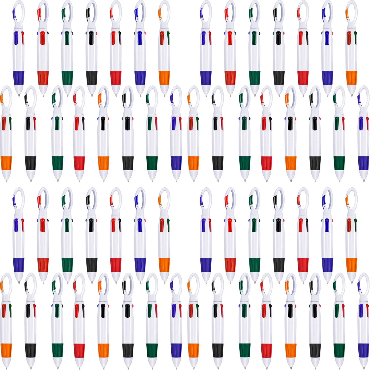 

96Pcs Shuttle Pen Retractable 4 In 1Ballpoint Pens With Keychain, Multi-colored Nurse Ballpoint Pen