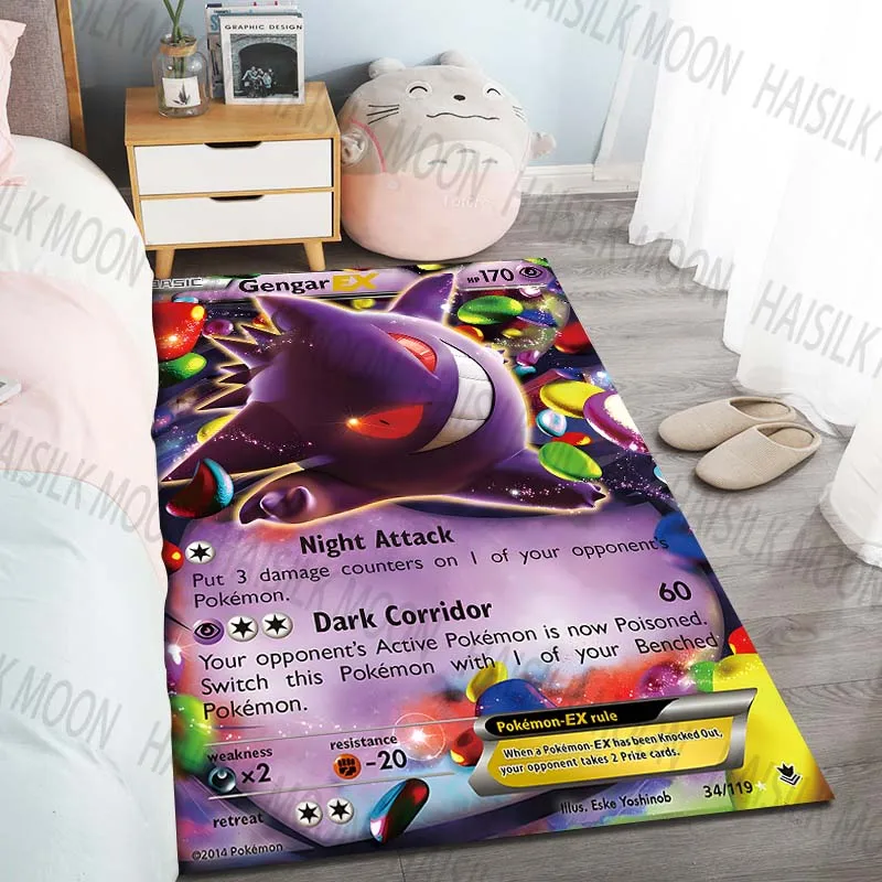 15 Sizes Gengar Pok&eacute;mon Cards Pattern Carpets for Living Room Bedroom Sofa Floor Mat Anti-slip Rugs Kid's Room Play Mat Gifts