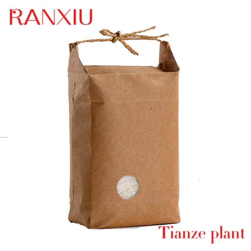 

Custom china supplier kraft 5kgs rice packaging paper bags with handle