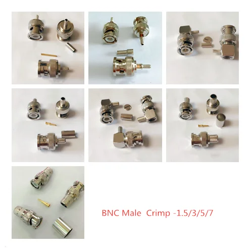 

5pcs Adapter BNC Male Crimp RG316 /RG58/5DFB/LMR400 Cable RF Coaxial Adapter Straight/Right angle 90 degrees Connector