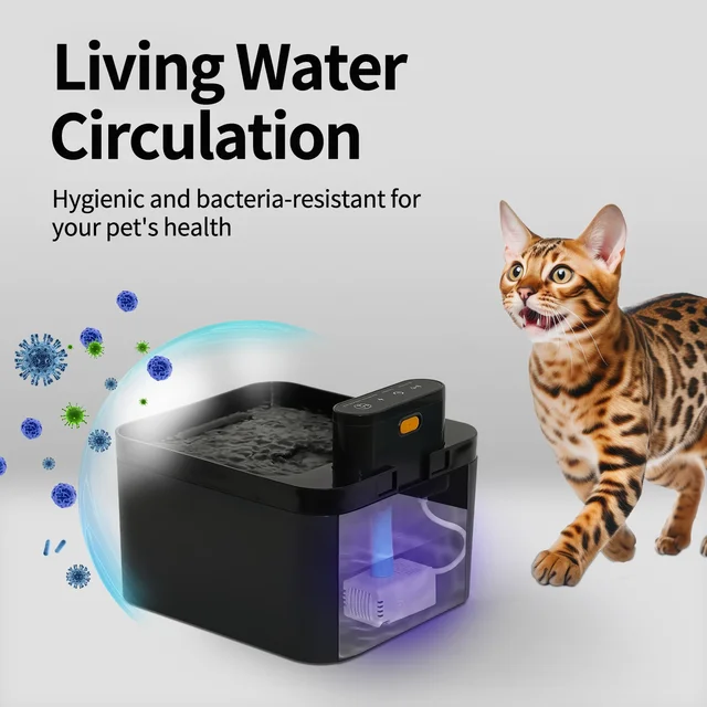 2.2LCat Water Fountain Battery & Sensor 2 in 1 Drinking Fountain For Cats Dog Drinker Wireless Pet Water Dispenser Accessories 6