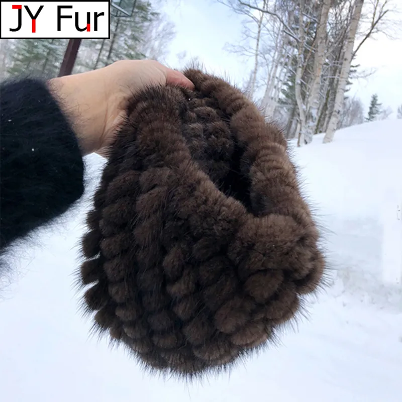 Winter Womens Mink Fur Hats Natural Real Fur Knitted Cap Fashionable Fluffy Ladies Genuine Fur Beanie Female Black Fur Caps 1