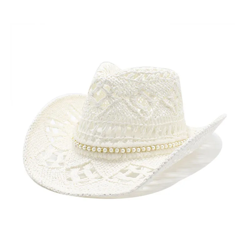 Hot Sale women's hats Men's cowboy new elegant jazz gentleman straw hat cowgirl beach summer panama designer Fashion pearl_ecoleips.com