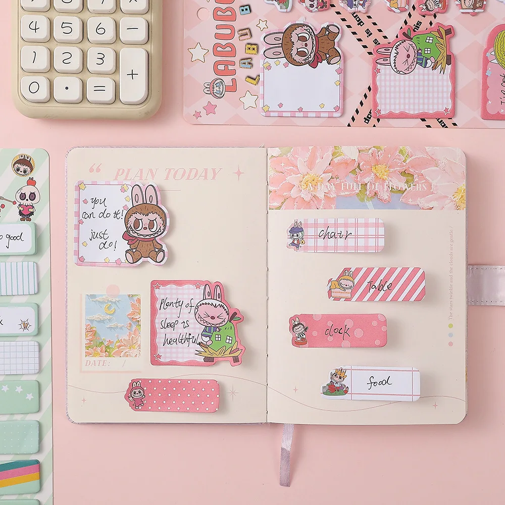 220 Sheets Labubu Sticky Notes Set 11 Kawaii Designs 80 GSM Paper  Self-Adhesive Memo Strips for Office School Planner Journal 6