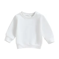 Toddler Sweatshirt Baby Boy Girl Clothes Crewneck Solid Color Long Sleeve Pullover Tops Fall Winter Outfit 1
