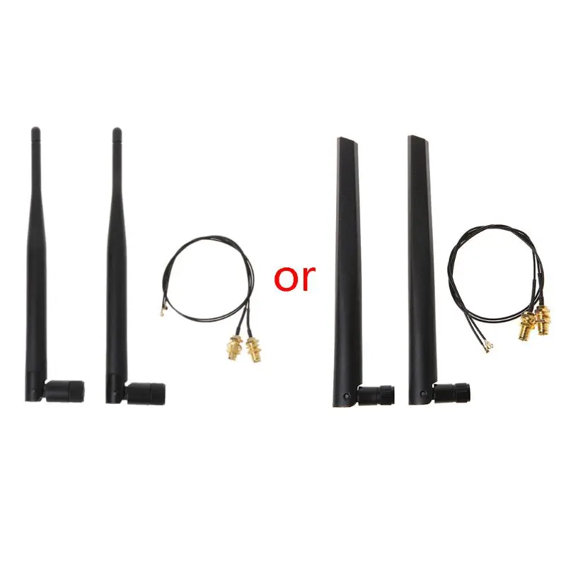 

2 x 6dBi WiFi RP-SMA Female Antenna 2.4GHz 5GHz Dual Band +2 x .FL/IPEX to RP-SMA Female Pigtail Cable for Mini PCIe D5QC