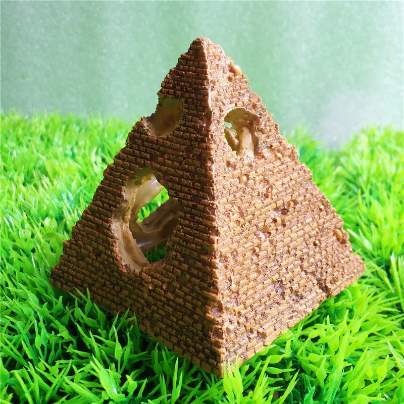1Pcs Fish And Shrimp Hashing House Simulation Egyptian Pyramid Resin Crafts Aquarium Landscape Aquarium Decoration Shrimp House