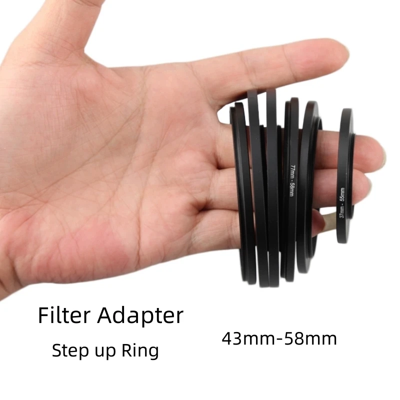 

Filter Adapter Ring 43mm to 58mm Step Up Ring Metal 43mm-58mm for Canon Nikon Sony DSLR Camera Lens