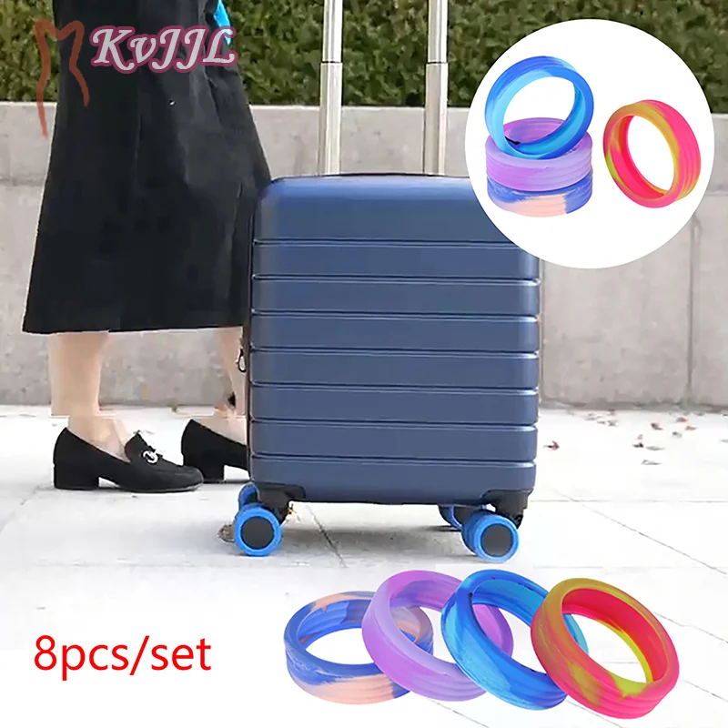 

8Pcs Silicone Travel Luggage Caster Shoes With Silent Sound Suitcase Wheels Protection Cover Trolley Box Casters Cover Accessor