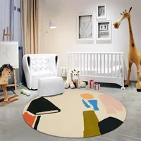 Simple Round Carpet Home Children's Room Bedside Plush Carpets Nordic Living Room Decoration Rug Geometric Cloakroom Soft Rugs 2