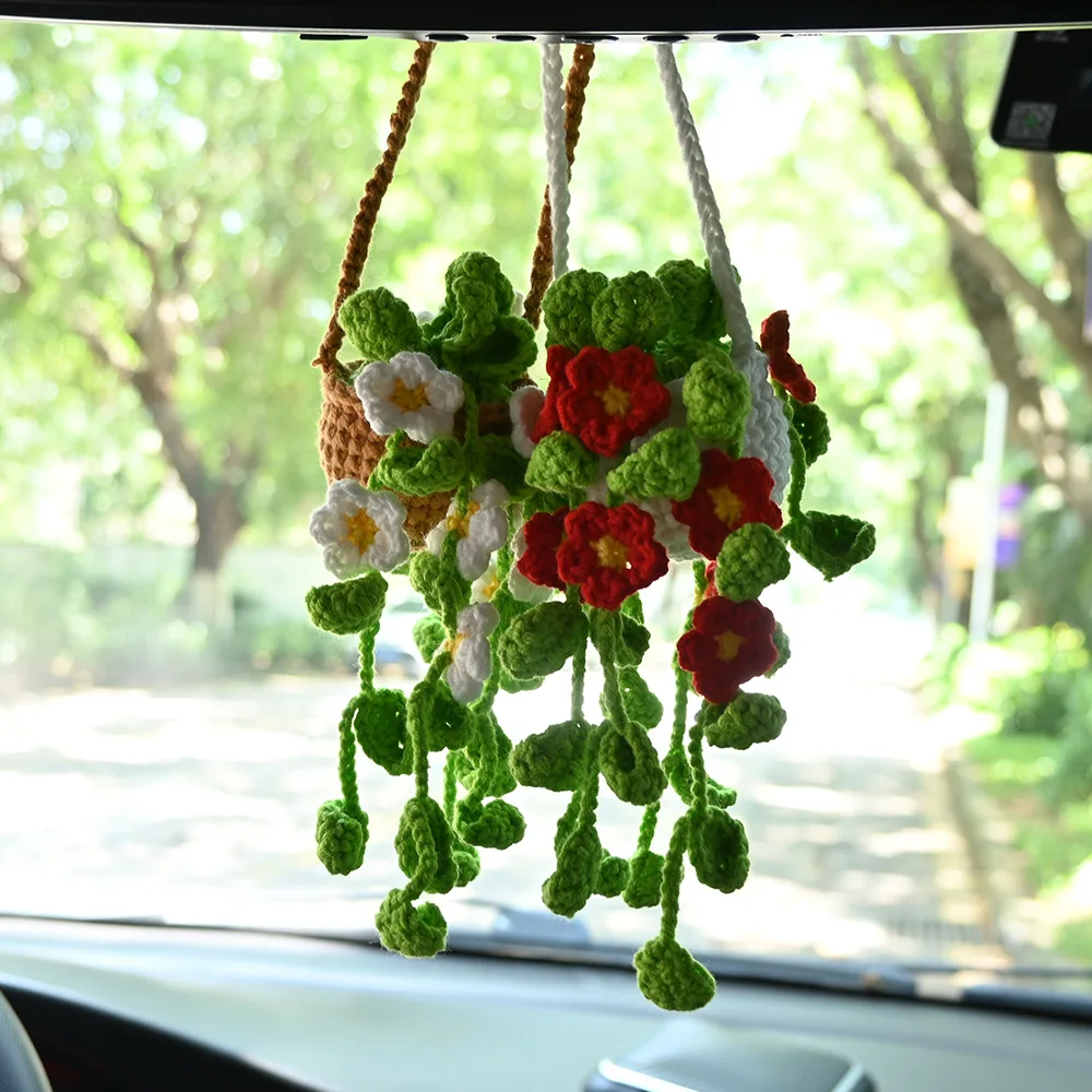 Car Handmade Crochet Ornament Plant Styling Pendant Crochet Plants Hanging
