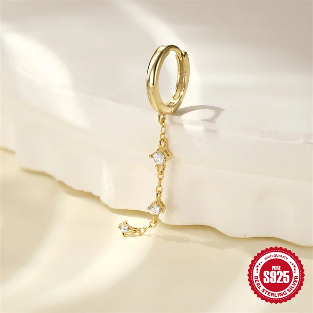 ROXI S925 argent Sterling quatre griffes Zircon chaîne gland boucles d'oreilles pour femme mode Piercing boucle d'oreille de luxe de haute qualité