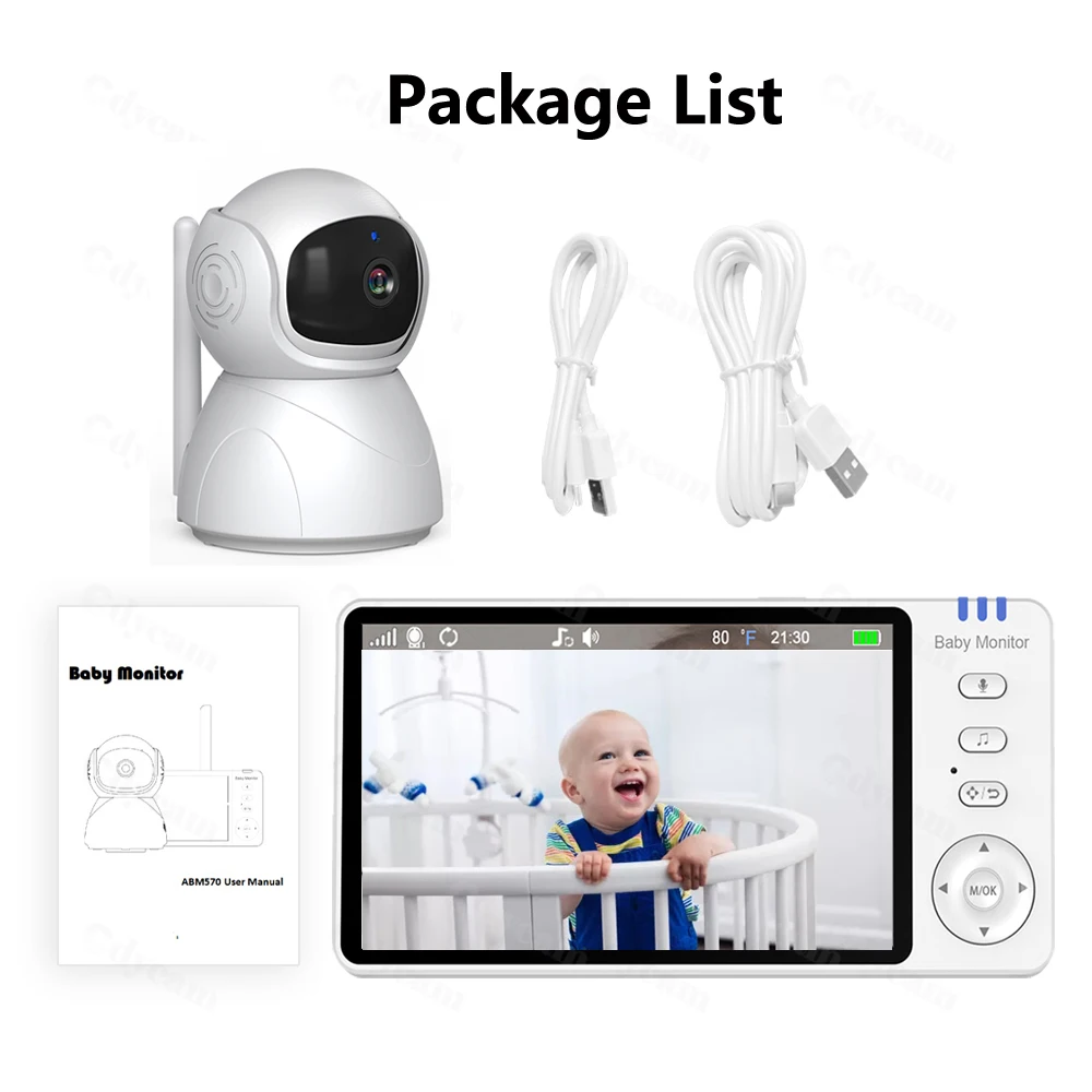 Moniteur bébé HD 5 pouces avec caméra Zoom sans fil Audio bidirectionnel conversation Vision nocturne caméra de sécurité Babysitter avec support en option