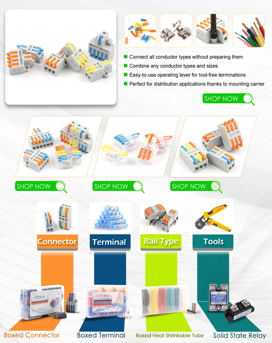 5/10pcs/Lot SPL-42/62 Mini Fast Wire Connector Universal Wiring Cable Connector Push-in Conductor Terminal Block DIY YOU
