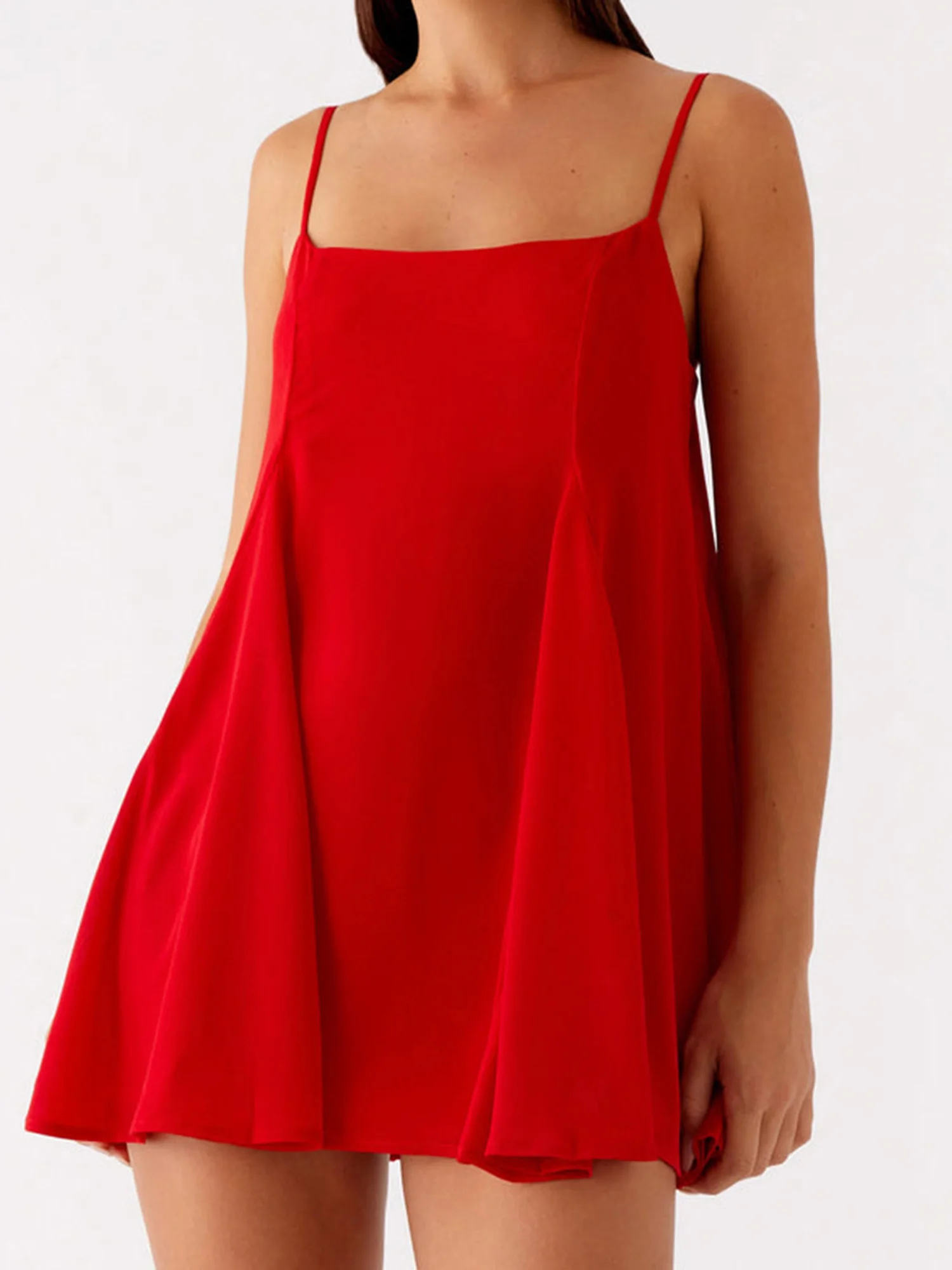 Elegant Lace Trimmed Nightgown Babydoll Sleepwear with Sleeveless Design and Square Neckline for a Flirty Look