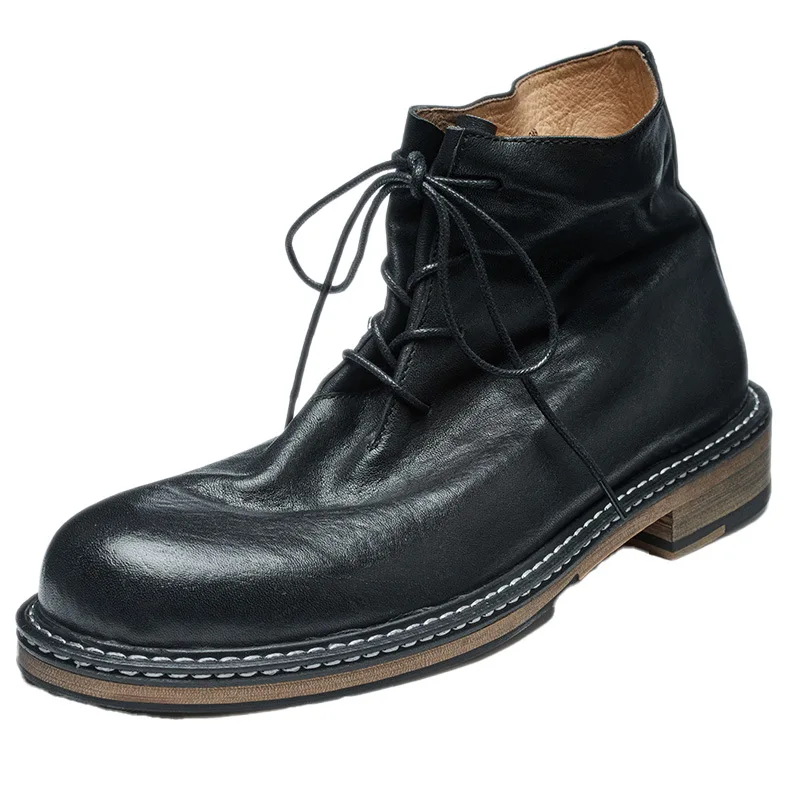 

Ботинки Martin с круглым носком из конской кожи ручной работы в стиле ретро, старая выстиранная рабочая обувь, лагерь на открытом воздухе, путешествия, британцы, мотоциклетный спорт