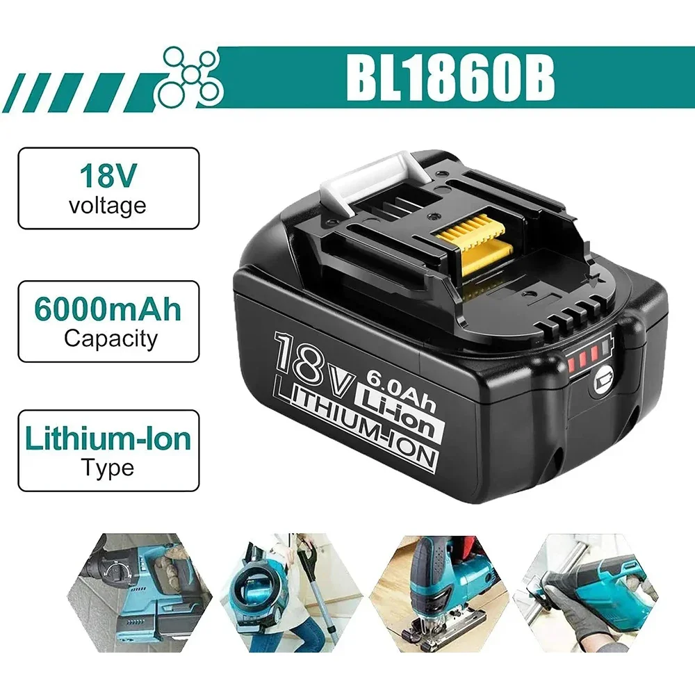 

Newest Rechargeable Replacement Battery for Makita 18V 6.0Ah Li-Ion Battery Suitable BL1840 BL1850 BL1860B LXT400 Batterij