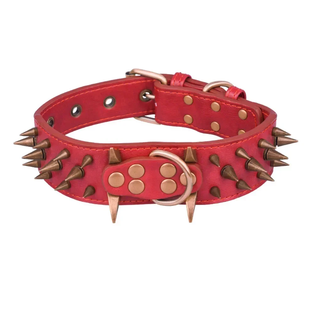 

Pet for Studded Leather Sharp Necklace Large Inch Padded Collar Collars Dog Anti-biting Dogs 2 Spiked Luxurious Medium Width