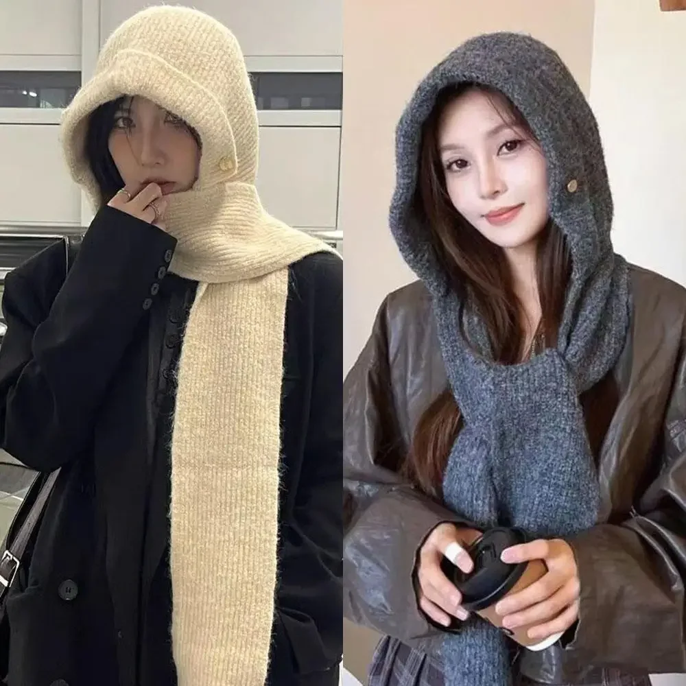 1pc Neck Collar Scarf Cap Hooded Hat Beanies Cap Balaclava Caps Bonnet Warm Winter Unisex Ski Beanie Cold Knitted Windproof Hats