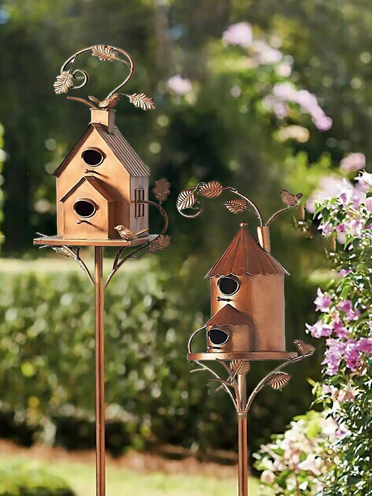 Mangeoire à Oiseaux En Métal Marron En Forme De Feuille 135 X 40 Cm
