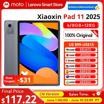 New Original Lenovo Xiaoxin Pad 11 2025 Tablet 11 inch 2.5K Screen CN Version MediaTek Dimensity 6300 7040mAh Android PC Pad 1