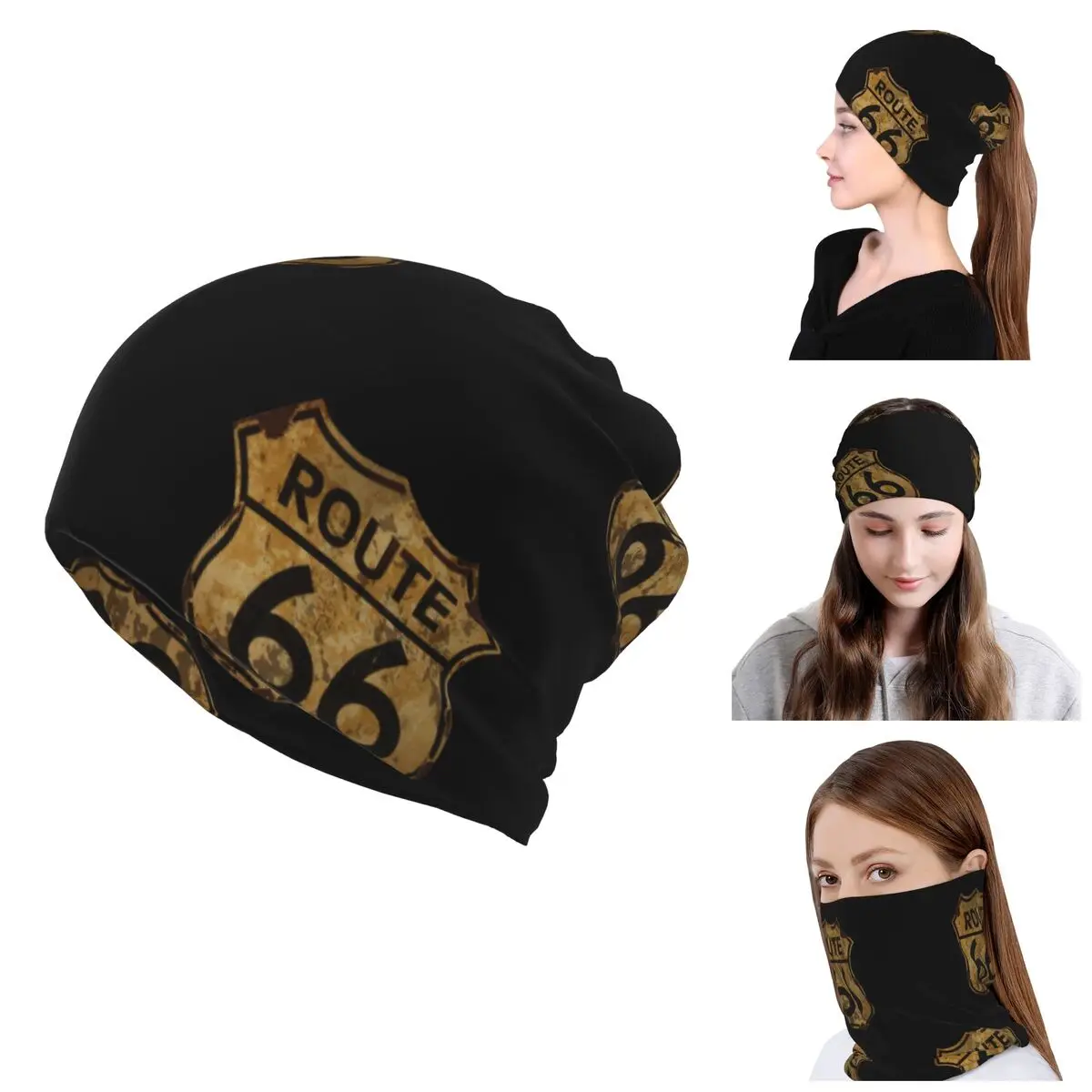 

Route 66 USA Bandana Neck Gaiter for Ski Cycling Men Women Wrap Scarf US Numbered Highways Headband Warmer Skullies Beanies Caps