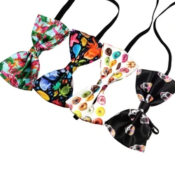 New Arrival Flamingo Print Bow Tie For Men Women Hand Made Kawaii Skull Paint Doughnut Funny Style Necktie Unisex
