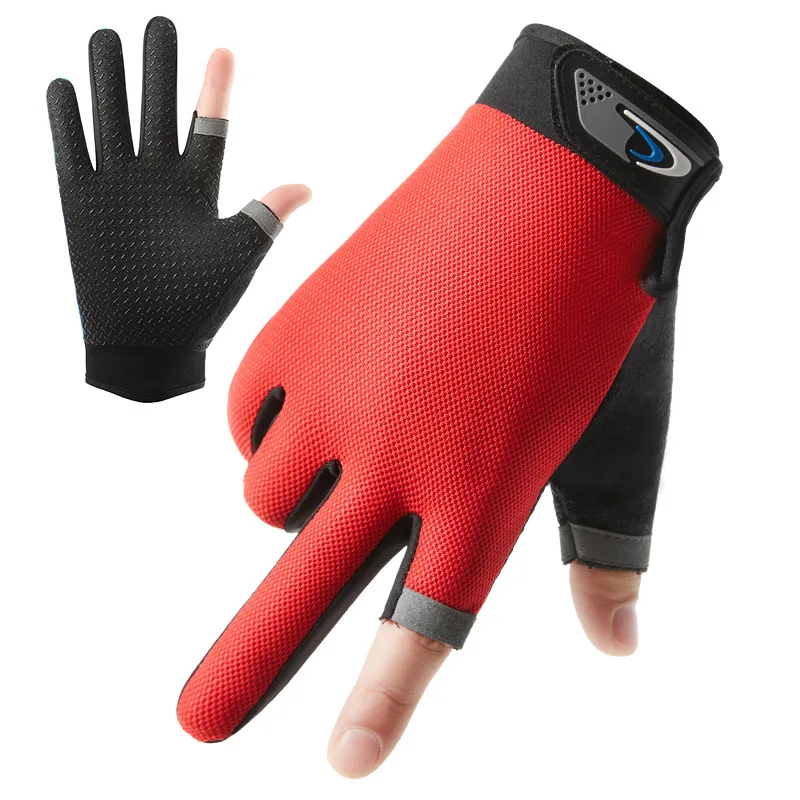 Sommer Frühling Angelhandschuhe für Männer Radfahren Zwei fingerlose Anti-Rutsch-Handschuhe atmungsaktiv zum Angeln Fahren Köder Kneten Handschuhe – Detail 10