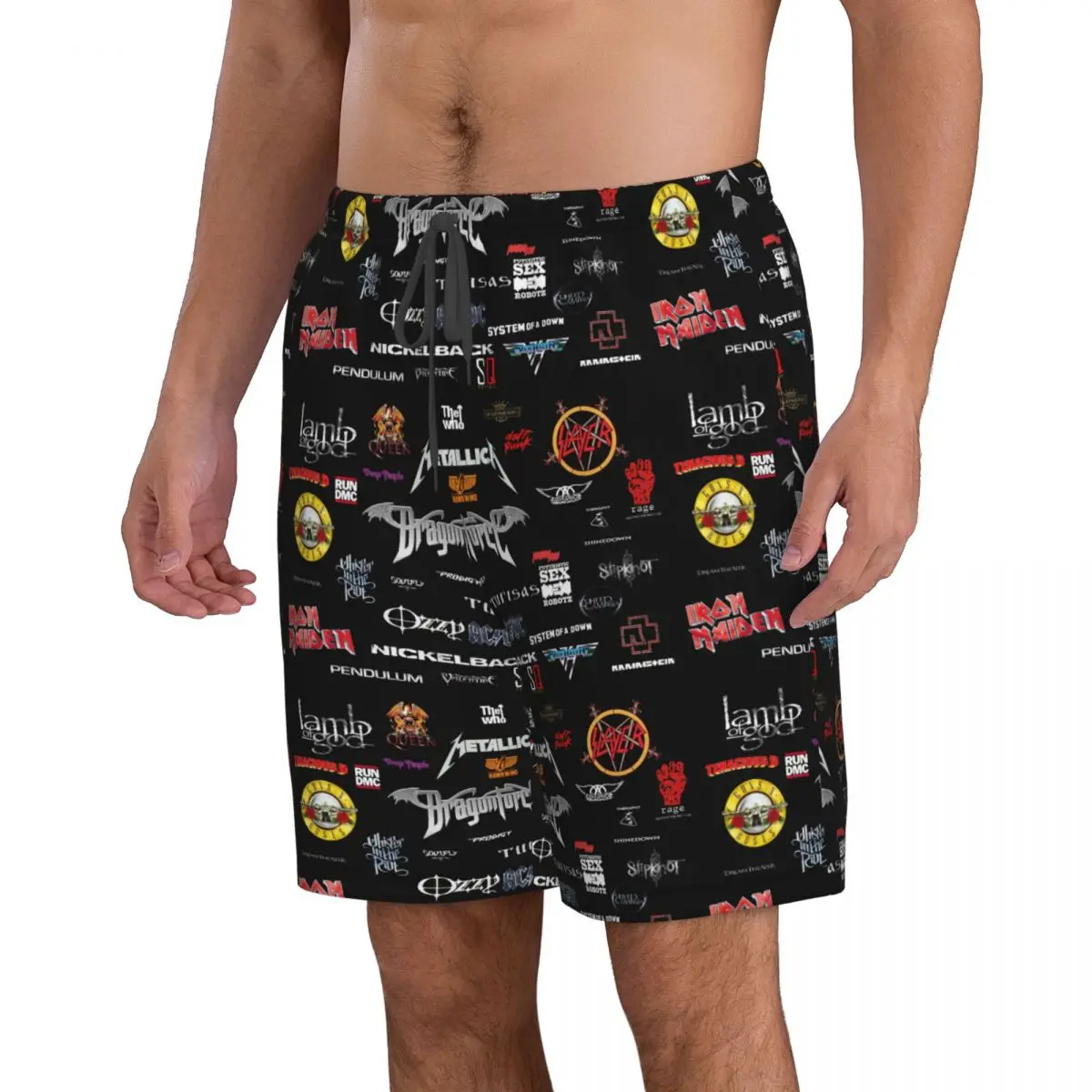 Heavy Metal Men's Beach Shorts Fitness Quick-drying Swimsuit Funny Street Fun 3D Shorts 2