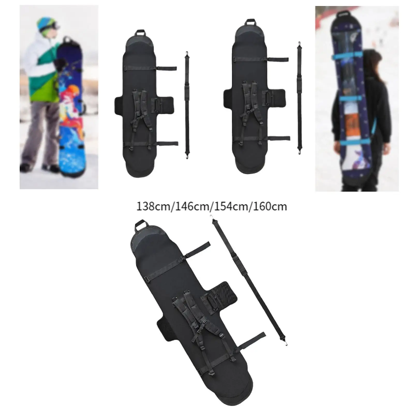Snowboard Protection Adjustable Shoulder Strap Carry Scratch Resistant Snowboard Sleeve Snowboard Travel Bag Ski Storage Case