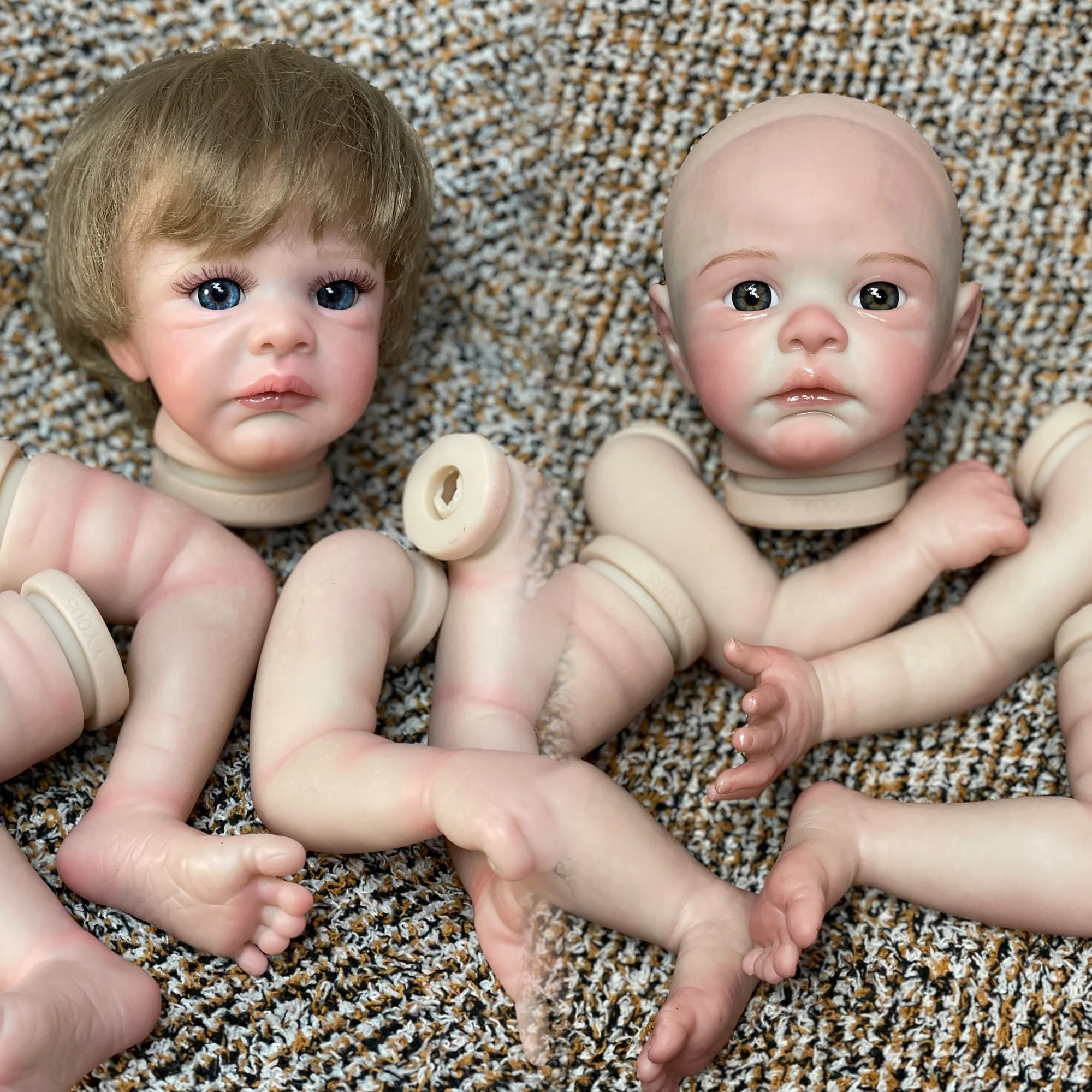 조립되지 않은 DIY 개조 인형 키트, 페인트 피부, 부드러운 감동, 실물 같은 진짜 베베 개조 인형, 가족 선물, 18-20 인치