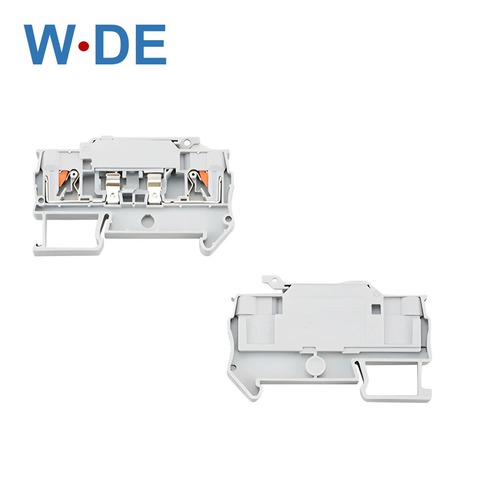 Din Rail Terminal Blocks PT 4-HESI Gray Connector Push In Spring Fuse Terminal Block Connector Screwless Fuse Holder 5Pcs