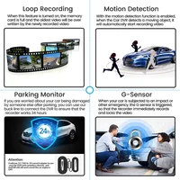 Dashcam 4.3 pouces 1080P IPS voiture DVR enregistreur de conduite rétroviseur double lentille enregistreur de voiture Support caméra de recul boîte noire 3