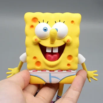 16cm SpongeBob Pants SquarePants Anime Figure Wearing Figurine SpongeBob  Kawaii Room Decoration Toy For Kids Chritsmat Free Gif 1