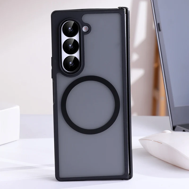 Transparent Shockproof Magnetic Wireless Charging Case with Hinge Protection