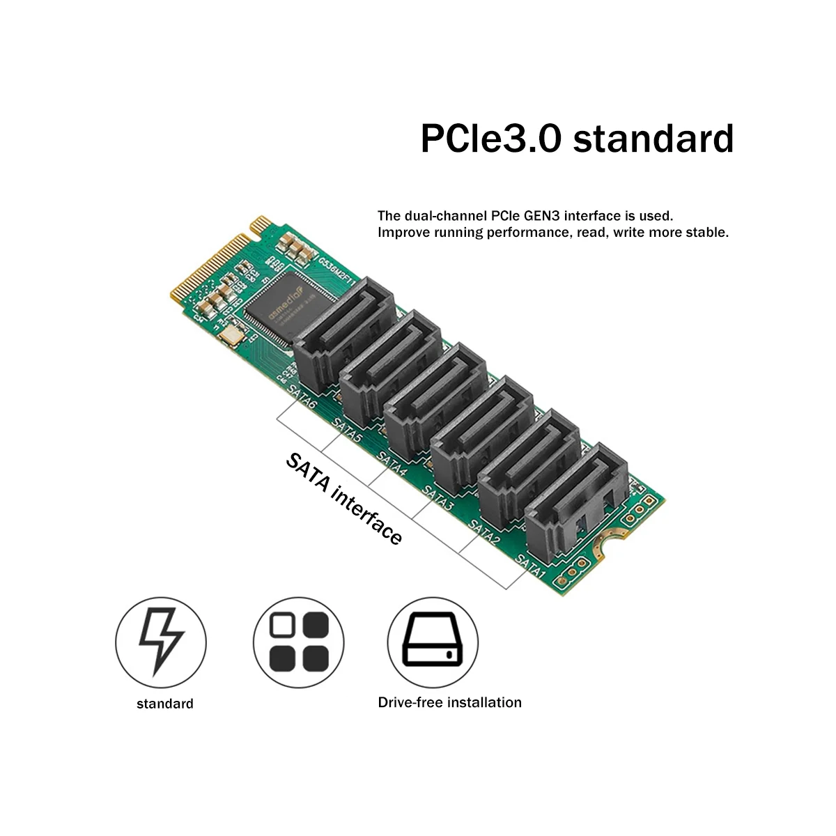 M Ű NVME Ȯ ī, NAS ϵ ̺ Ȯ  ī, M.2-6 Ʈ, SATA 3.0, 6G