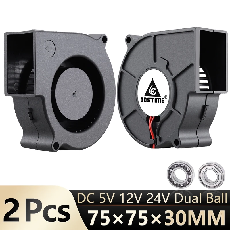 Gdstime-ventilador Centrífugo de Fluxo de ar Radial Ventilador dc 75x75x30 mm 5v 12v 24v 7cm 7530 Pcs