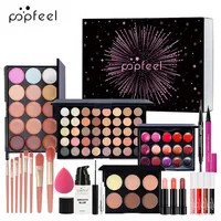 Kit de maquillage coffret cadeau beauté fard à paupières Palette Eyeliner rouge à lèvres Mascara brosse maquillage ensemble complet pour femmes femme débutante étudiant 1
