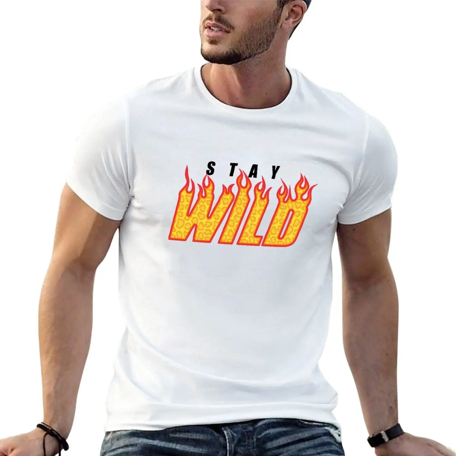 

Stay Wild Fire Ben Azelart T-Shirt new edition for a boy tops customizeds mens t shirt graphic