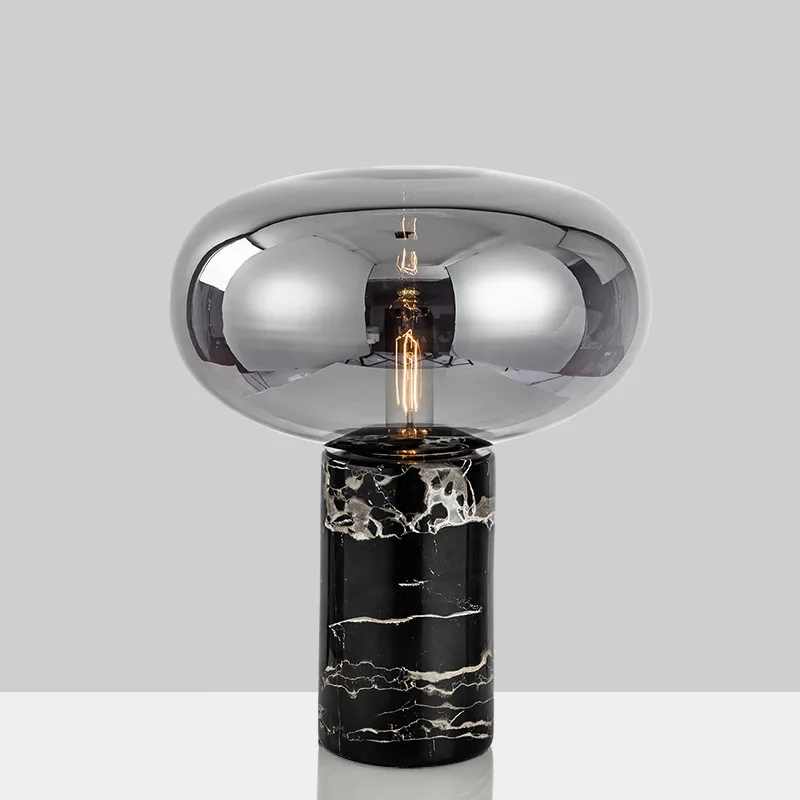Light luxury postmodern minimalist designer bedroom living room decoration glass ball lampshade marble desk lamp