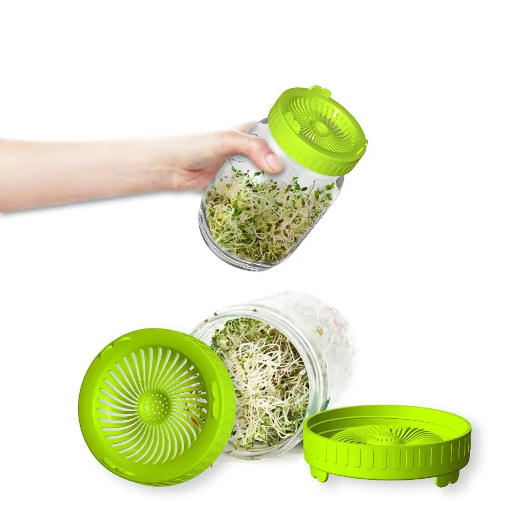Coperchio con setaccio per barattolo da conserve per germogli, kit di coperchi in acciaio inossidabile da 86 mm per germogli come broccoli, erba medica, fagioli (86mm - 4 pezzi