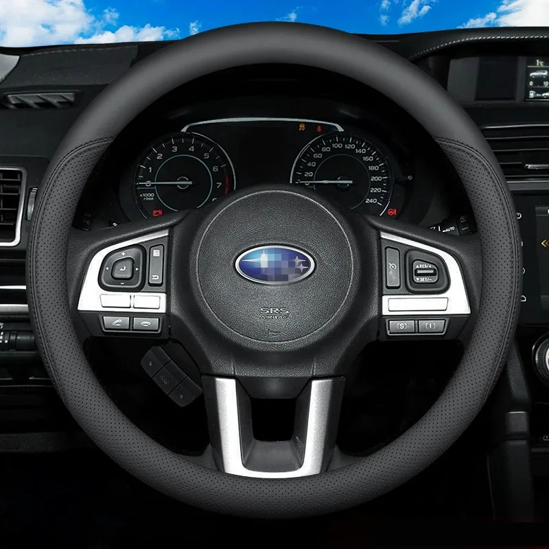 

Car Steering Wheel Cover for Subaru Forester Outback Legacy Impreza Car Decorative Accessories Genuine Leather Non-slip Black