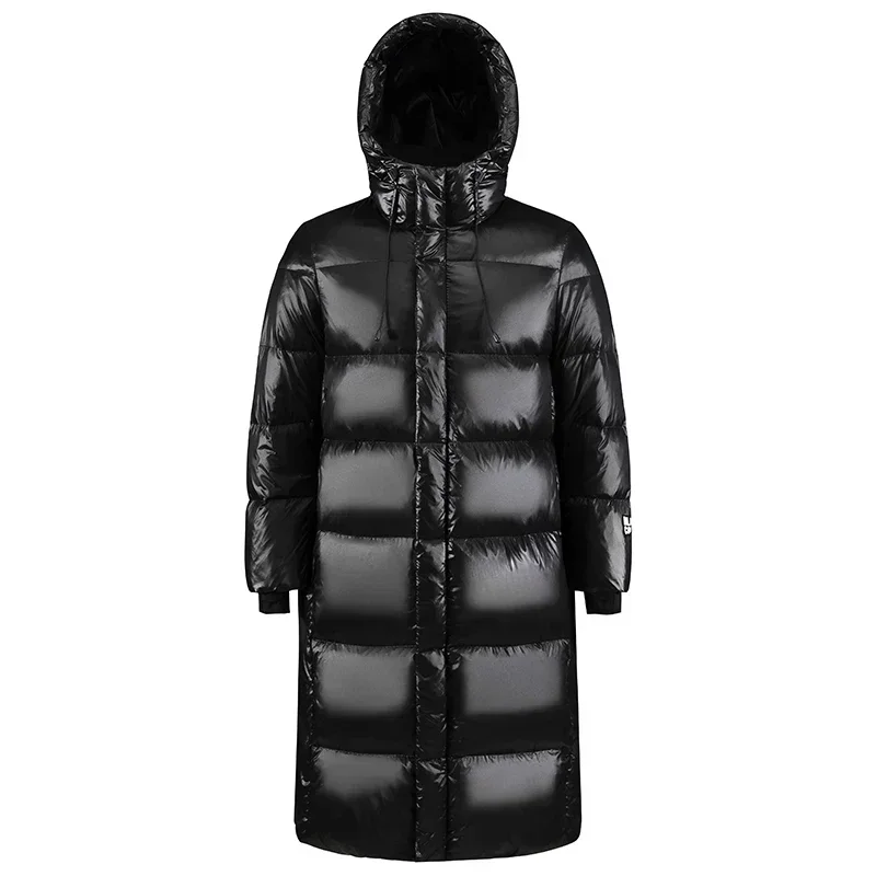 Winter Black Gold Down Jacket Men's Long Brand Glossy Waterproof