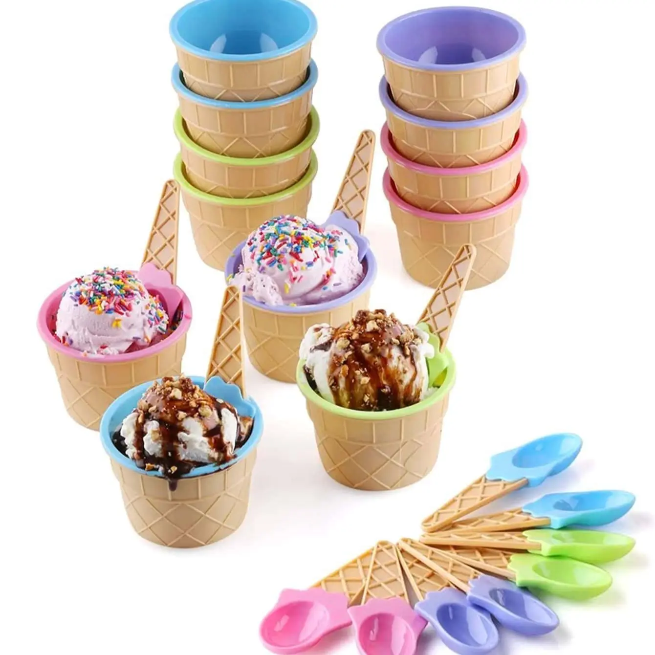 1 set - Ice Cream Bowl Spoon Set Yogurt Cup Children's Ice Cream Bowl