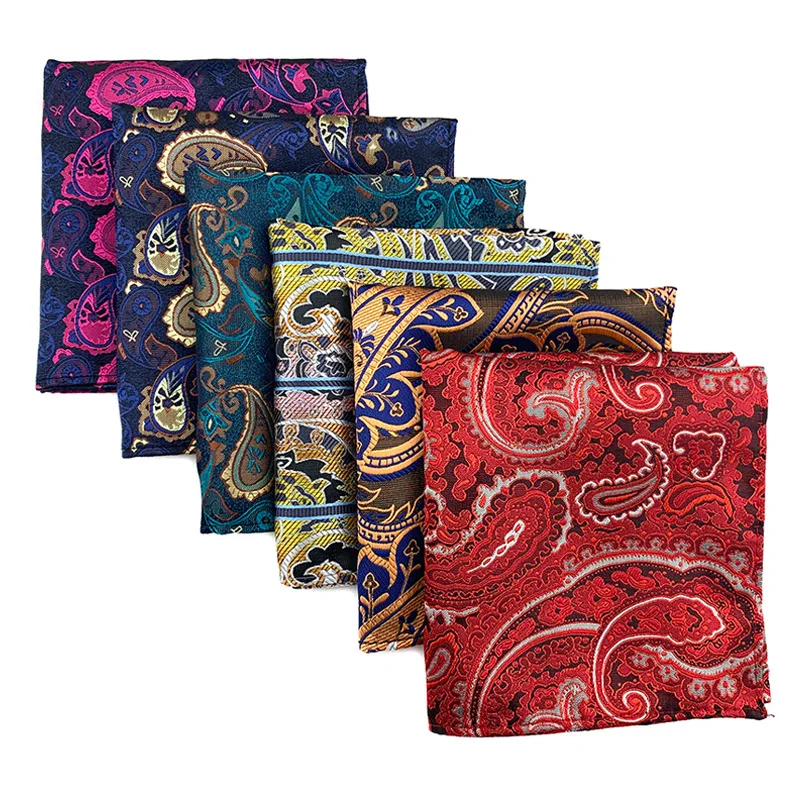 

25*25cm Versatile Trendy Man's Paisley Cashew Flower Polyester Pocket Square for Man Woman Wedding Party Banquet Handkerchief