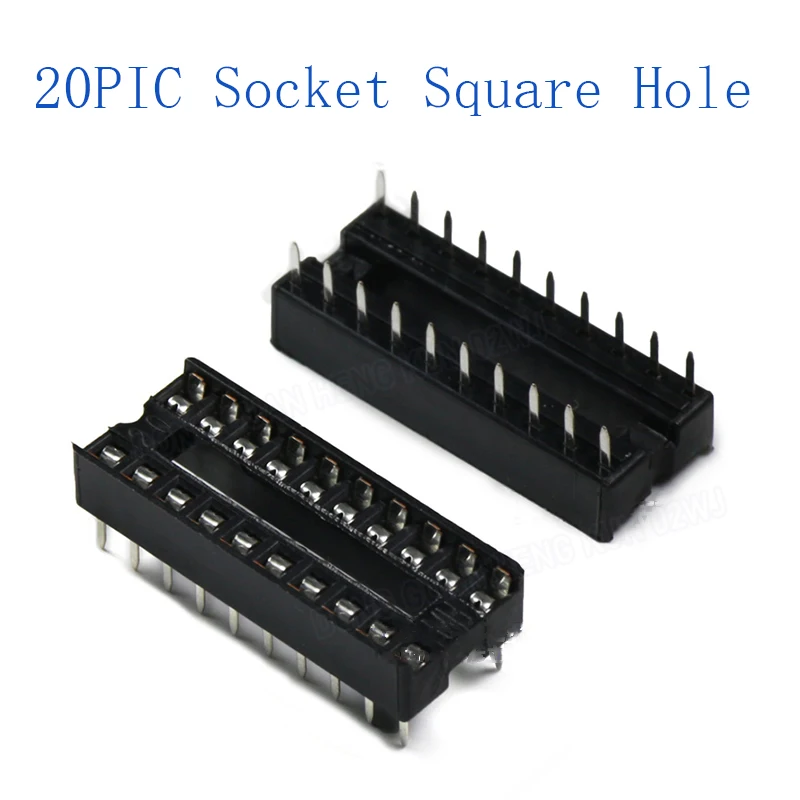  5Pcs 20 Pin Square Hole IC Socket Integrated Circuit Connector PCB Circuit Board In-Line Ic Socket DIP Chip Electronics Adapter